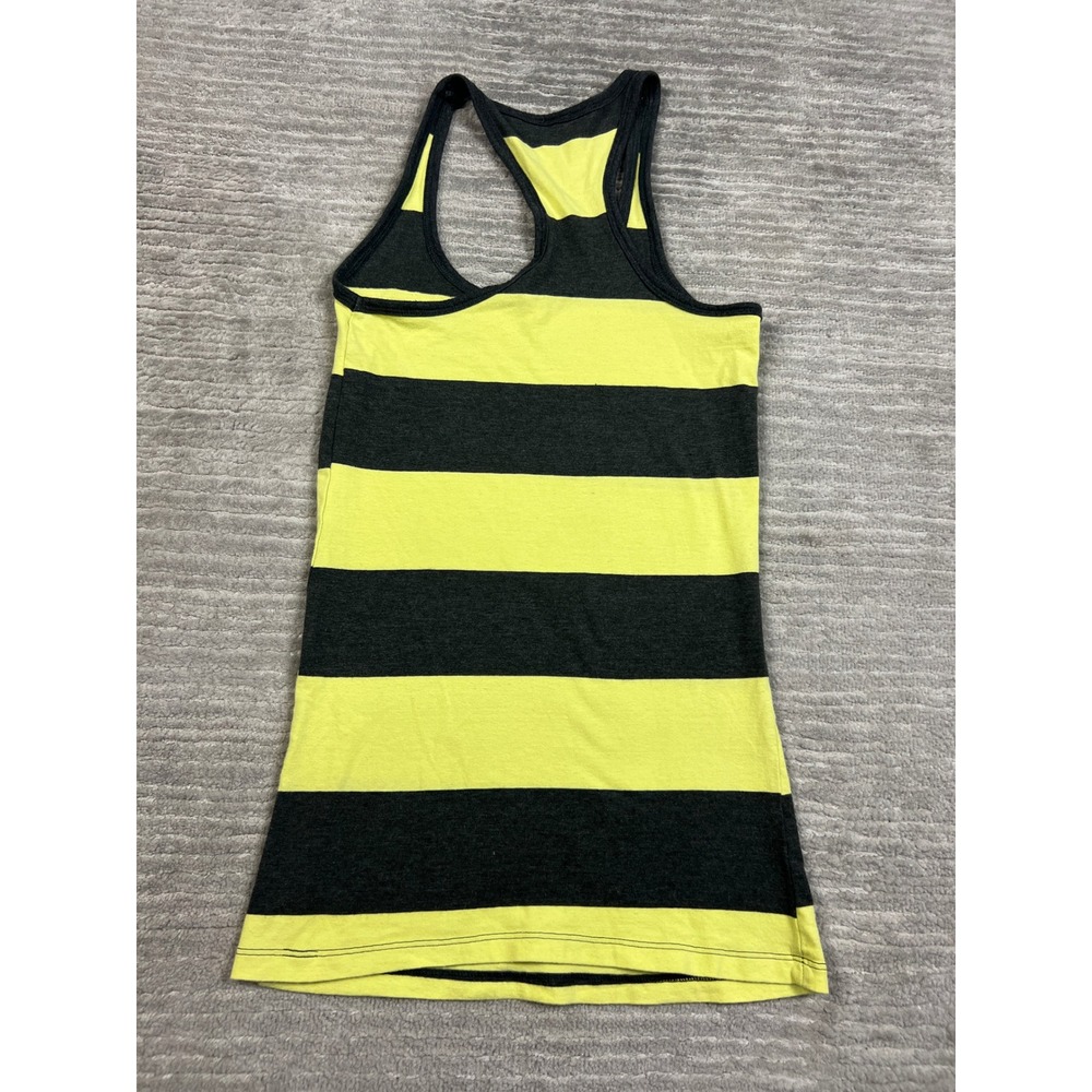 Unbranded Tank Top Women XS Yellow Black Striped Racerback Slim Fit Athleisure - Picture 4 of 5